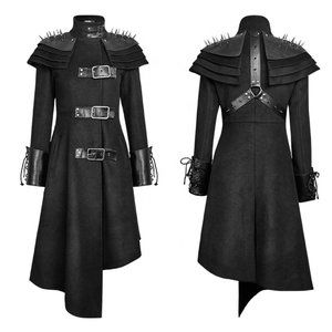 Punk Rave Gothic Coat with Spiked Shoulder Pads